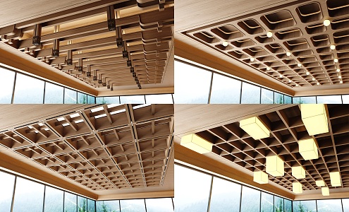 Chinese-style Solid Wood Ceiling Wooden Ceiling 3d model