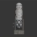 Detailed White Dome Tower Structure With Metal Framework And Stone Base