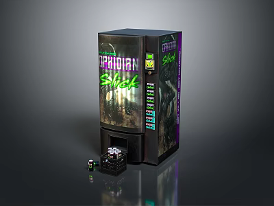 Predator Shack Energy Drink Vending Machine With Small Cube Containers And Branded Design 3d model