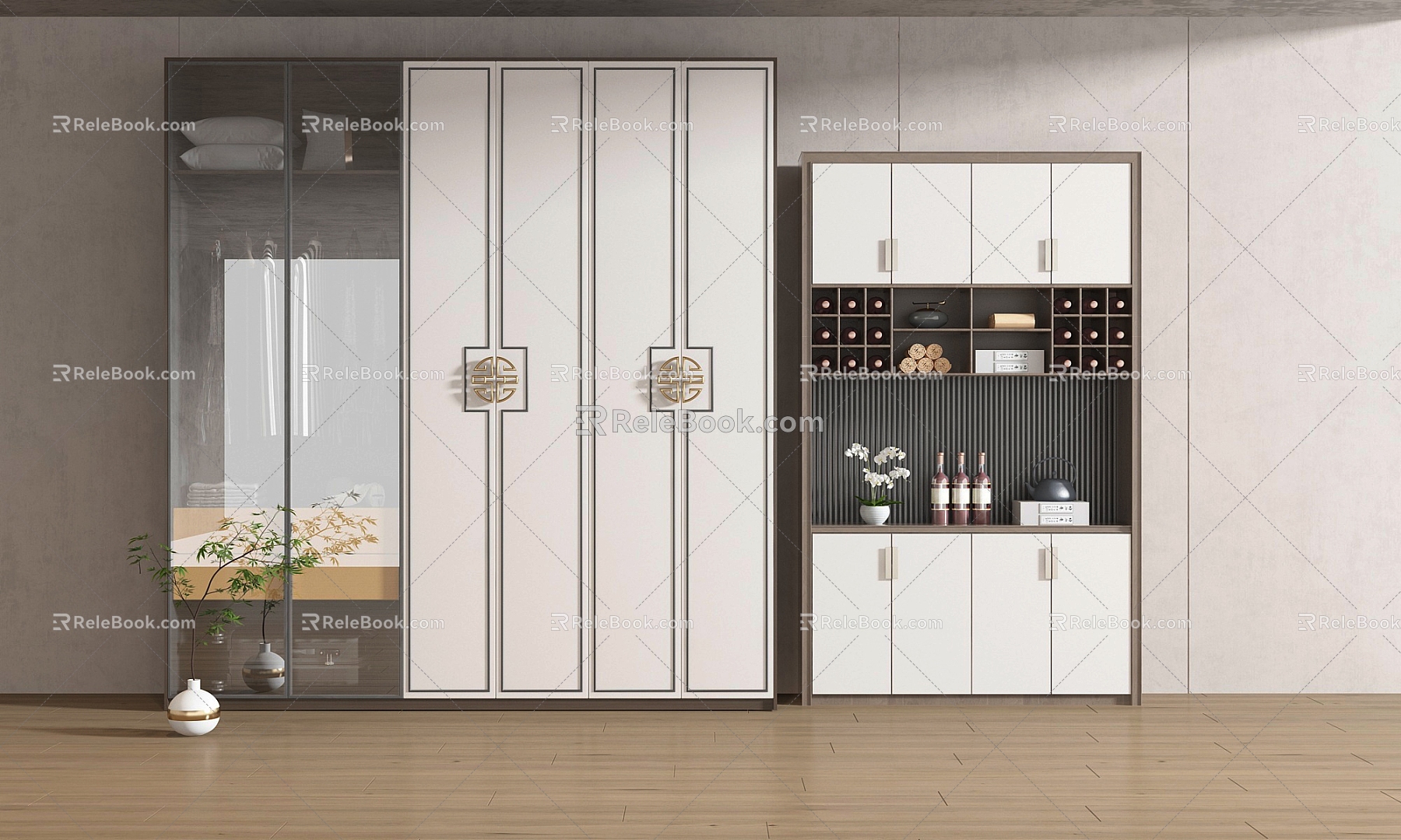 New Chinese Wardrobe New Chinese Wine Cabinet 3d model