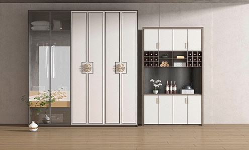 New Chinese Wardrobe New Chinese Wine Cabinet 3d model