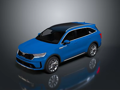 Blue SUV With Black Roof And Modern Design Featuring Silver Wheels 3d model