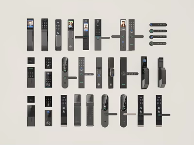 Modern Smart Door Handles With Various Designs And Digital Screen Features 3d model