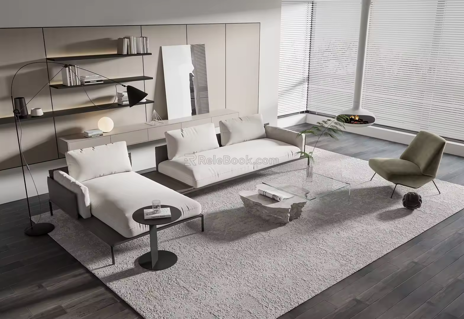 Modern sofa coffee table combination 3d model