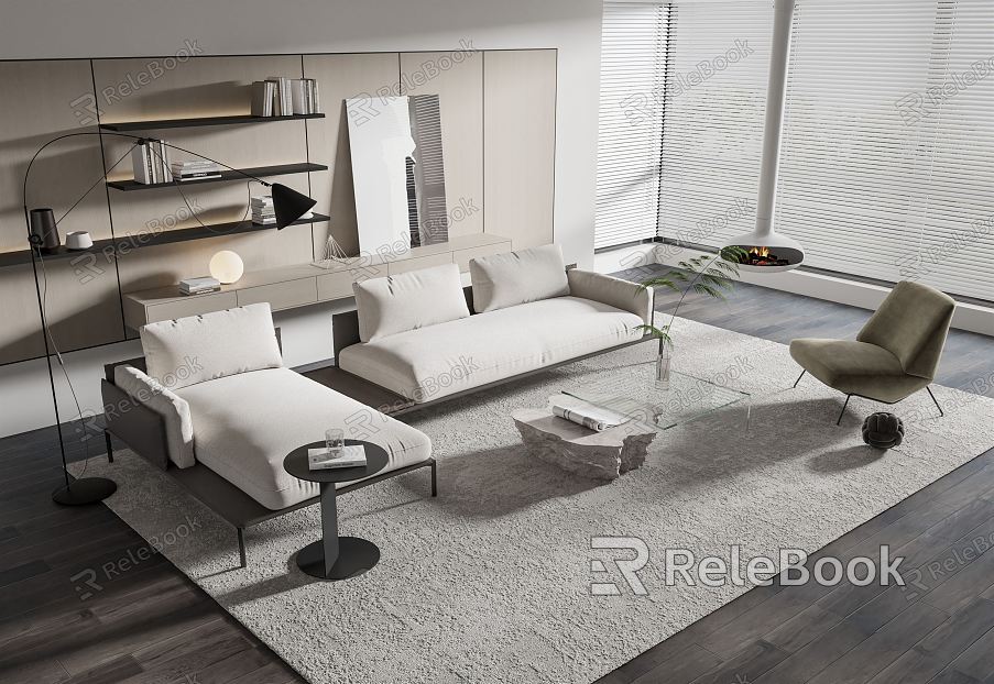 Modern sofa coffee table combination model