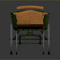 Vintage Wooden Wagon With Green Accents Spoked Wheels And Classic Structure
