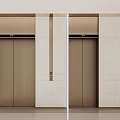 Elegant Modern Elevator Interior With Metal Doors And Stone Wall Panels 3d model