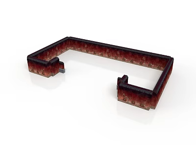3D Scene Component With Red Brick U Shaped Architectural Frame And Black Top Design 3d model