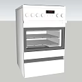 White Electric Oven Kitchen Appliance With Glass Door Control Knobs And Baking Trays 3d model