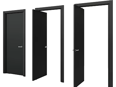 Black Interior Door Designs in Closed Half Open and Fully Open Positions 3d model