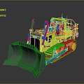 Yellow Bulldozer With Large Front Blade And Heavy Duty Tracks On Gray Surface