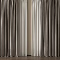 Elegant Soft Grey And White Velvet Curtains With Double Layer Design 3d model