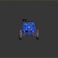 Blue Utility Trailer With Mechanical Equipment Wheels Metal Frame And Hitch Design