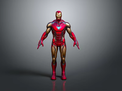 Iron Man 3D Model With Red And Gold Armor And Blue Chest Reactor 3d model