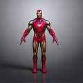 Iron Man 3D Model With Red And Gold Armor And Blue Chest Reactor