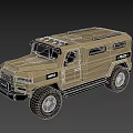 Beige Police Off Road Vehicle With Emergency Lights And Large Tires