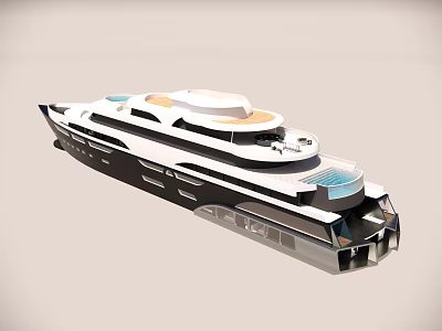 Modern Luxury Yacht With Multi level Decks And Pool 3d model