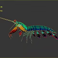 Vibrant 3D Rendered Lobster With Red Claws Blue Body And Iridescent Glow Details