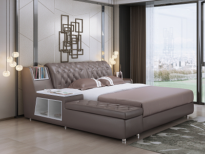 Modern Background Double Bed Double Bed Single Bed 3d model