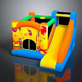 Colorful Inflatable Kids Play Structure With Slide And Cartoon Decorations