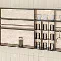 Wall Mounted Kitchen Cabinets With Storage On Tile Wall 3d model