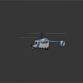 Modern Blue and White Helicopter with Dual Rotors Wheels and 3D Model Design