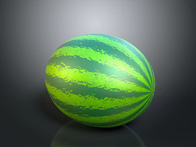 Fresh Juicy Watermelon With Green And Dark Green Stripes For Summer Snacks 3d model