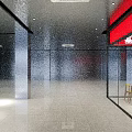 KFC Restaurant Red Signage Glass Facade Modern Interior With Tables And Chairs