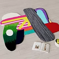Colorful Shaped Rugs with Abstract Patterns for Modern Living Room Floor Decor