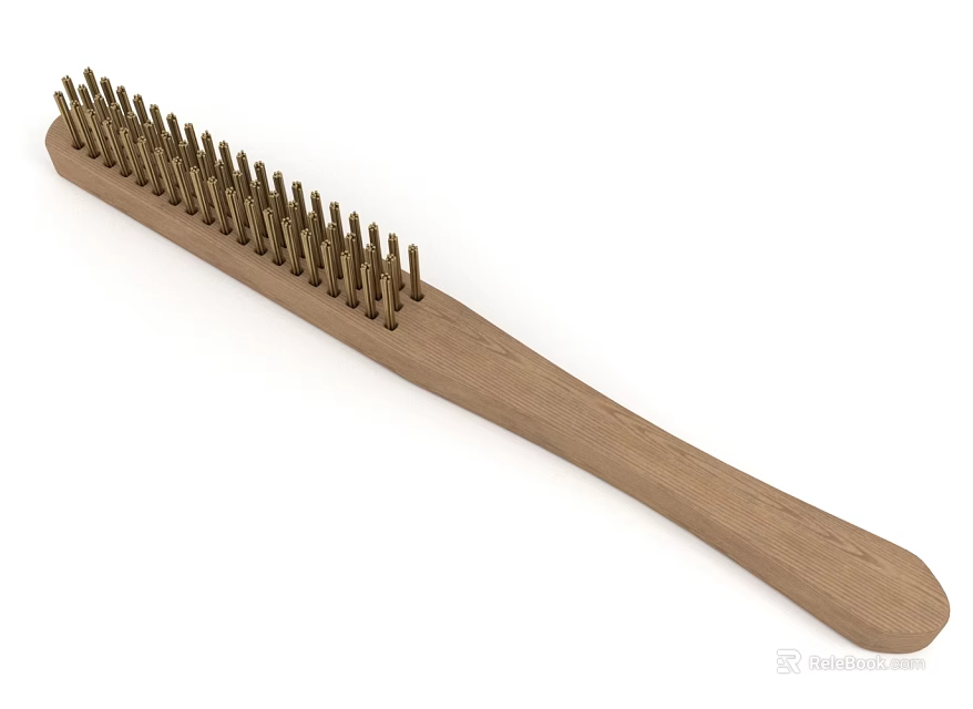 Wooden Handle Bathroom Cleaning Brush With Metal Bristles Durable Bathroom Accessories For Home Use 3d model 