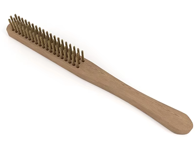 Wooden Handle Bathroom Cleaning Brush With Metal Bristles Durable Bathroom Accessories For Home Use 3d model