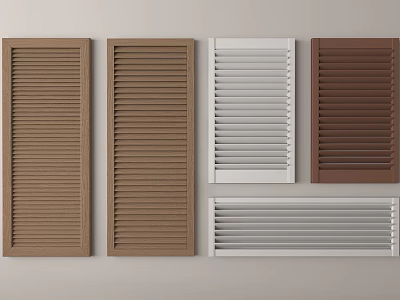 Various Colored Wooden Shutters with Different Designs for Home Interiors 3d model