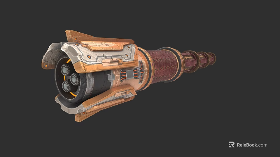 Industrial Mechanical Device Featuring Metal Parts And Leather Wrapped Structure Design 3d model 