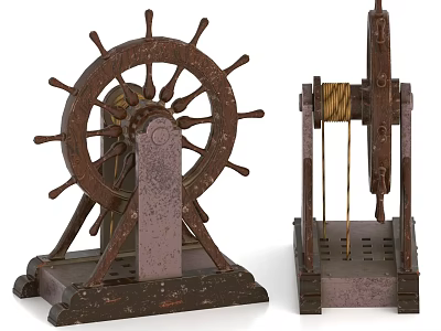 rudder boat steering wheel retro rudder 3d model