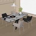 Modern Dining Table and Chair Combination Dining Chair Dining Table 3d model