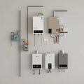 Modern Kitchen Appliances With Water Heaters And Control Devices Mounted On Wall