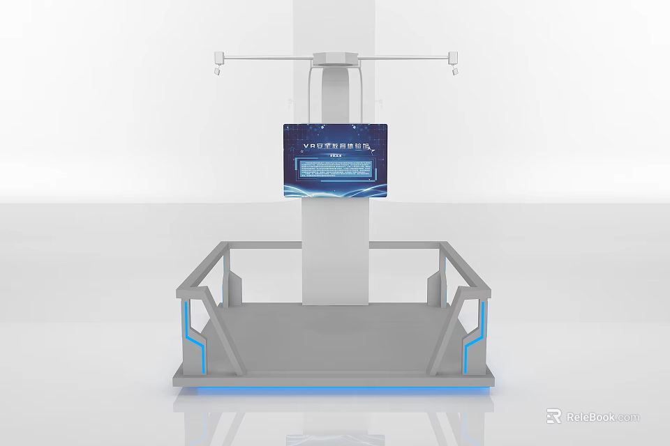Modern Display Stand Platform With Digital Screen Blue Accent Lighting And Contemporary Design 3d model