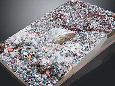 Natural Beach Scene With Scattered Colorful Pebbles White Sand And Seashell 3d model
