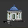 Lifestyle Decorative Architectural Model With Blue Dome Green Door And Yellow Accents