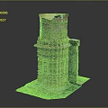 Ancient Architectural Model of Intricate Stone Tower with Layered Structure and Base