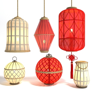 Style Lantern Chandelier Decorative Light Fixtures Festival Lights 3d model