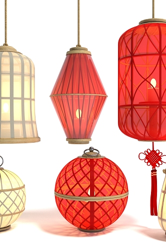 Style Lantern Chandelier Decorative Light Fixtures Festival Lights 3d model