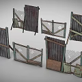 Old Rustic Fences With Rusted Metal Panels Wooden Frames And Wire Mesh