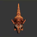 Fantasy Red Dragon With Green Eyes Spiked Head Textured Body Standing On Dark Surface