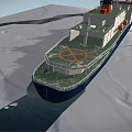 Aquarius Yacht Sailing On Icy Sea With Cracked Surface