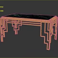Elegant Modern Table With Golden Frame Dark Marble Top And Geometric Pattern Legs 3d model