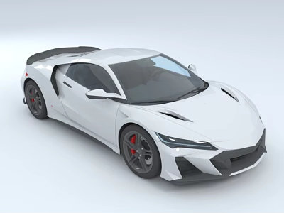 White Sports Car With Streamlined Body Black Rear Spoiler And Red Brake Calipers 3d model