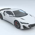 White Sports Car With Streamlined Body Black Rear Spoiler And Red Brake Calipers