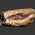 Delicious Toasted Sandwich with Golden Brown Bread Layered Cheese Meat and Black Surface Reflection