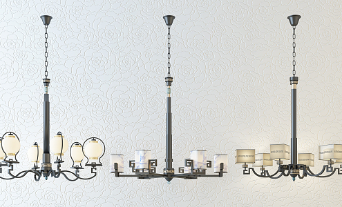 New Chinese Chandelier Fashion Simple Metal Chandelier Combination 3d model